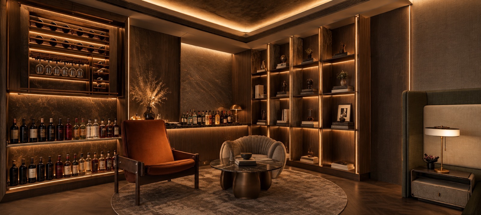 Private villa bar and sitting lounge