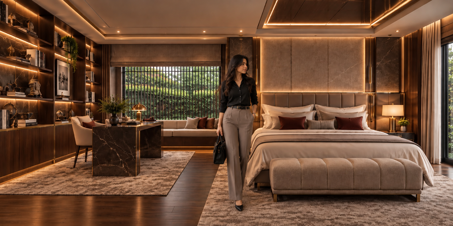 Private villa bedroom and dressing suite