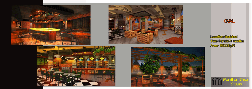 Oval dining project interior design collage