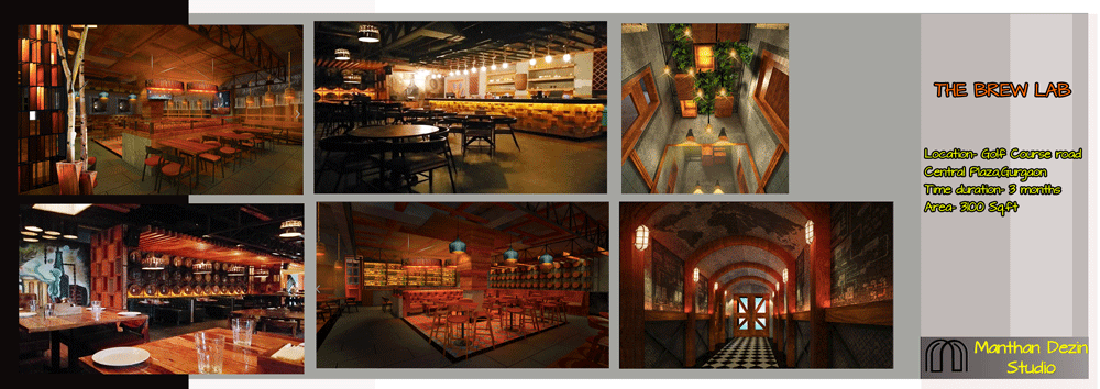 Brew Lab restaurant interior design collage