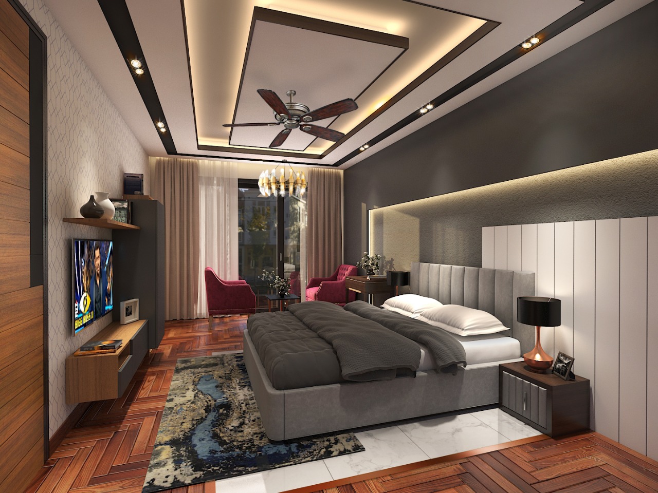 Warm contemporary bedroom suite
